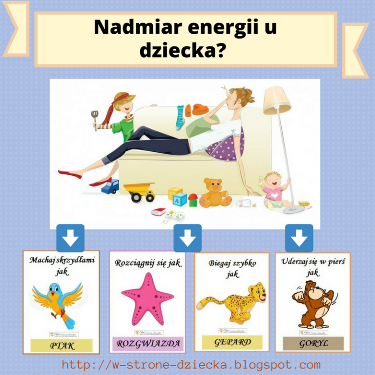 Sposoby na rozładowanie nadmiaru energii  dziecka + Karty Ruchowe do druku